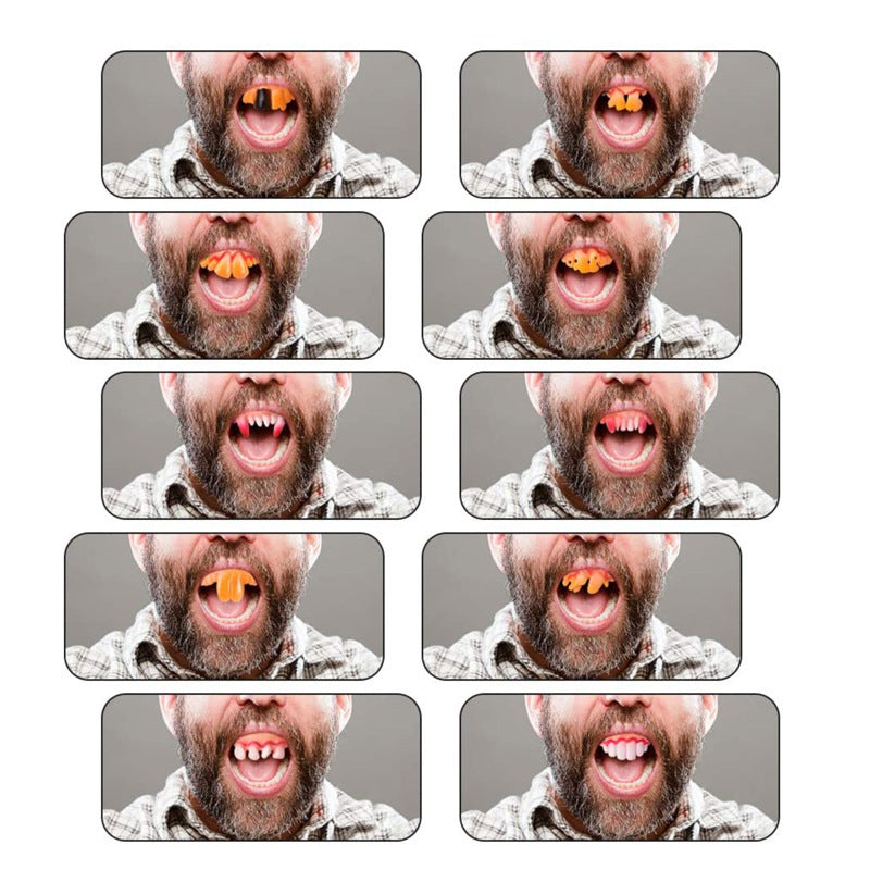 Funny Dentures Full Set Of Ten Vampire Teeth Trick Halloween