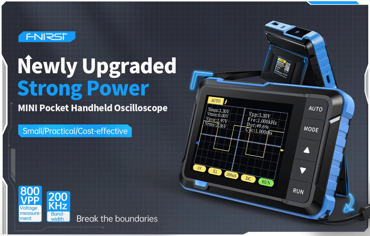FNIRSI New DSO510 DSO152 DSO153 Mini Handheld Digital 2 IN 1 Oscilloscope Portable 48MS/s 10MHz Bandwidth Electronic Repair Tool