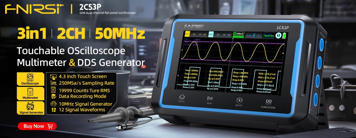 FNIRSI New DSO510 DSO152 DSO153 Mini Handheld Digital 2 IN 1 Oscilloscope Portable 48MS/s 10MHz Bandwidth Electronic Repair Tool