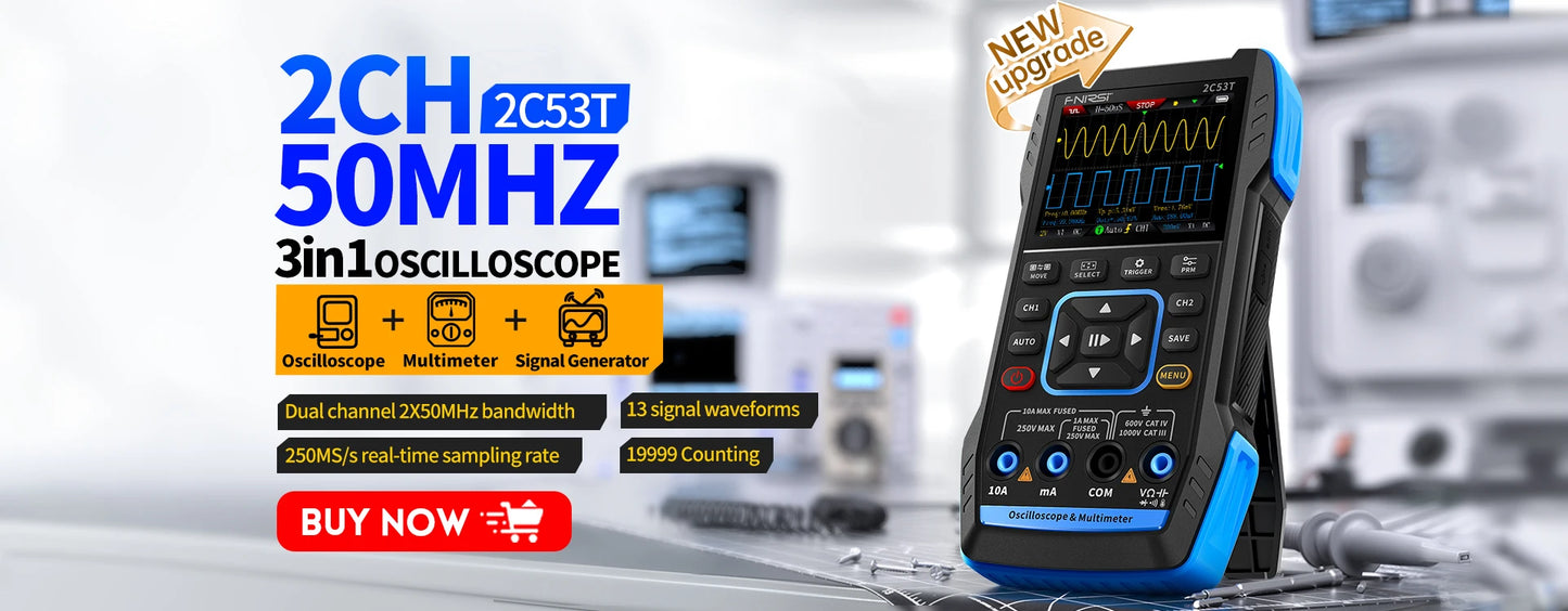 FNIRSI New DSO510 DSO152 DSO153 Mini Handheld Digital 2 IN 1 Oscilloscope Portable 48MS/s 10MHz Bandwidth Electronic Repair Tool