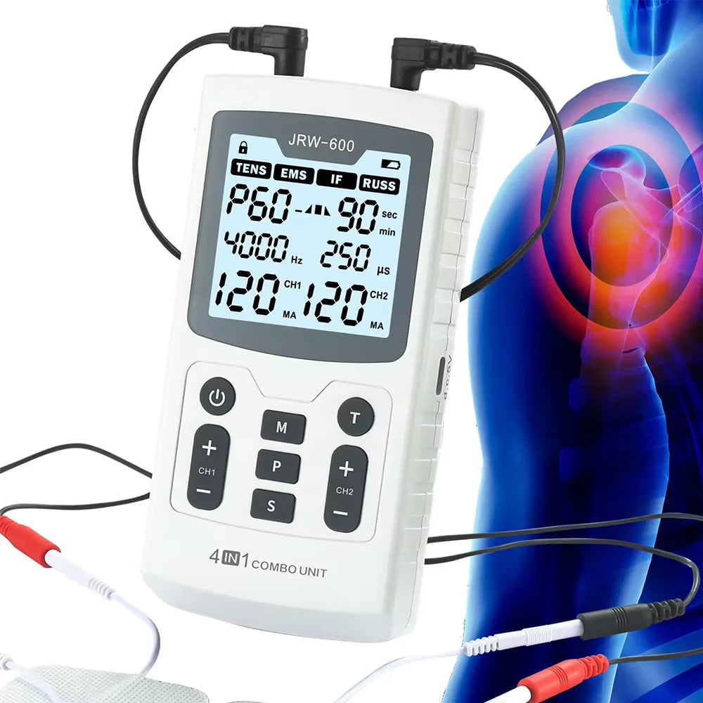4 In 1 Electric Muscle Stimulator Interferential High-Frequency Physiotherapy Device IFT RUSS TENS Pulse Electrostimulator