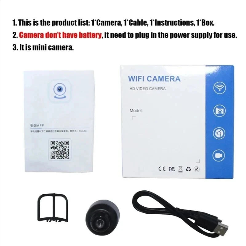 1080P HD Mini Camera WiFi Wireless HD Night Vision Camera Home X5 Remote Camera Kids Pet Safety Monitoring