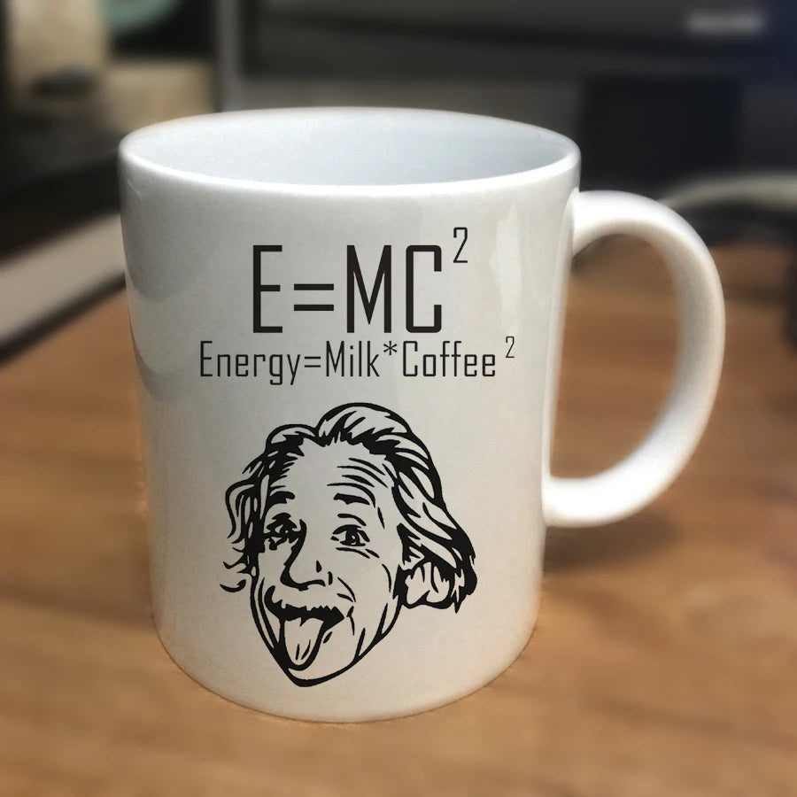 "E = MC2" Energy = Milk × Coffee ² - Fun Coffee Ceramic Cup, Unique Creative Gifts for Friends, Birthday Gifts
