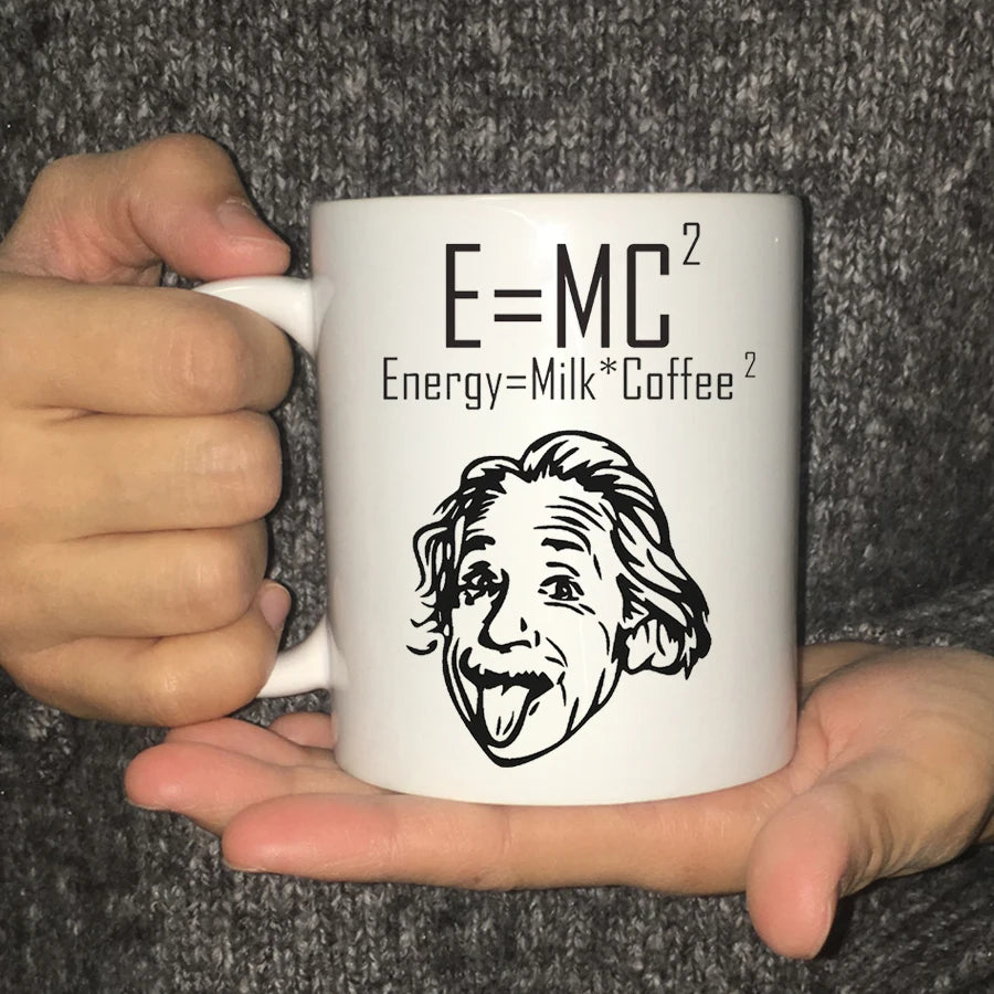 "E = MC2" Energy = Milk × Coffee ² - Fun Coffee Ceramic Cup, Unique Creative Gifts for Friends, Birthday Gifts